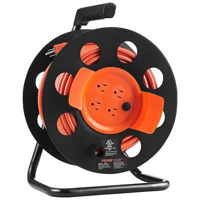 Link2Home Cord Reel Extension Cord 4 Power Outlets (35 Feet, Orange)