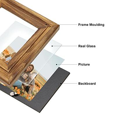 Tri-Fold Hinged Photo Frame Wooden Picture Frame with Plexiglass Board  Hinge for Wedding Tabletop Photo Display 