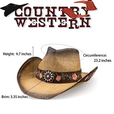 WELLATENT Cowboy Hats for Women, Brown Cowgirl Hats Classic Straw