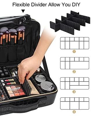 Relavel Travel Makeup Train Case Makeup Cosmetic Case Organizer Portable  Artist Storage Bag with Adjustable Dividers for Cosmetics Makeup Brushes