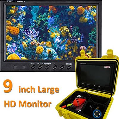  MOQCQGR Underwater Fishing Camera, Portable Video Fish Finder  wiht 7 inch HD LCD Monitor 1200TVL Camera, 12pcs IR and 12pcs LED White  Lights for Ice,Lake and Boat Fishing(15M/49FT) : Electronics