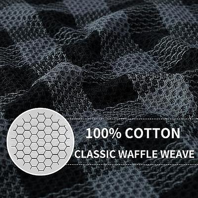 Homaxy 100% Cotton Waffle Weave Check Plaid Kitchen Towels, 13 x 28 Inches,  Super Soft and Absorbent Dish Towels for Drying Dishes, 4-Pack, White 