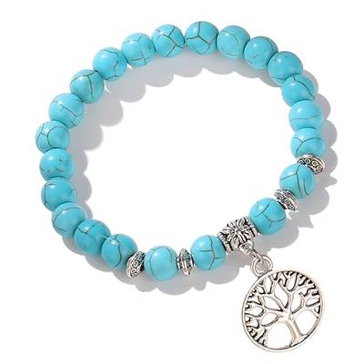 Naranpeer Turquoise Natural Stone Stretch Bracelet Healing Bead