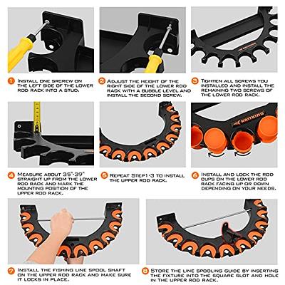 KastKing V10 Rod Rack with Line Spooling Station, Wall Mounted