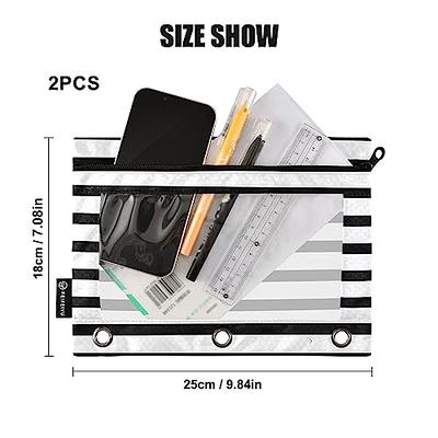  Black Pencil Pouch for 3 Ring Binder 2 Pack Binder Pencil Case  with Clear Window Pencil Bags with Zipper for Office College Daily Supplies  : Office Products