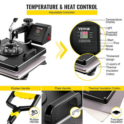 VEVORbrand Heat Press 15X15 inch 5 in 1 Heat Press Machine Digital  Multifunctional Sublimation T-Shirt Heat Press Machine for T Shirts Hat Mug  Cap Plate - Yahoo Shopping