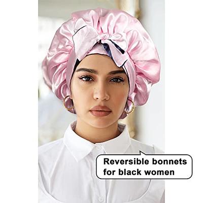 YANIBEST Satin Bonnet Silk Bonnet for Sleeping Double Layer Satin Lined Hair Bonnet with Tie Band Bonnets for Women Natural Curly Hair