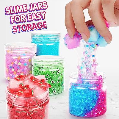 Slime Containers with Lids - 8 Pack Clear Plastic Jars for Kids DIY Crafts  (12 oz)