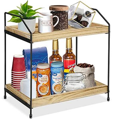 2 Tier Coffee Cup Holder Bathroom Organizer Countertop Modern Counter  Standing Rack Cosmetic Holder,Coffee Bar Accessories and Organizer  Countertop, Coffee Station Organizer 2 Tier Kitchen Counter Shelf Organizer, Coffee Condiment Storage,Cup Lid Holder