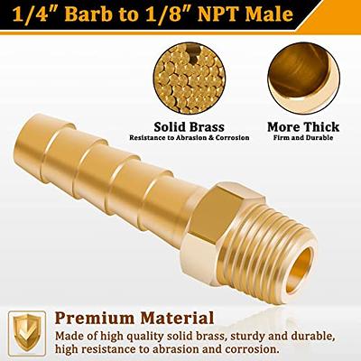 2/6/12 Pack Hose Barb Fitting, Barb(1/8 to 1) × NPT(1/8 to 1) Brass  Male Pipe Fittings, Hose Barb Metal Adapter Connector Male Threaded End (6