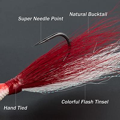  Bucktail Jigs Saltwater Fishing Lures Surf Fishing Swimbait  Jig Head Hook Fluke Lures Bucktail Hair Jigs for Bass Flounder Striper  Bluefish 1oz : Sports & Outdoors