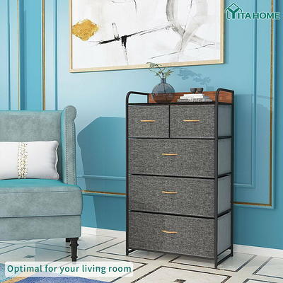  WLIVE Dresser for Bedroom with 10 Drawers, Tall Storage Tower  with Drawer Organizers, Side Pockets and Hooks, Fabric Dresser, Chest of  Drawers for Living Room, Closet, Hallway, Dark Grey : Home