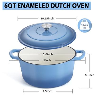 Dutch Oven Pot with Lid, Enameled Cast Iron Coated Dutch Oven 6QT Deep  Round Oven, Non-Stick Pan with Dual Handle for Braising Broiling Bread  Baking