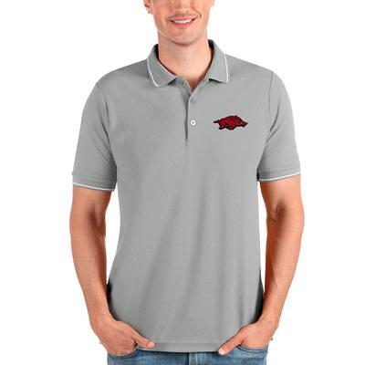 Men's Antigua Black Carolina Panthers Affluent Polo