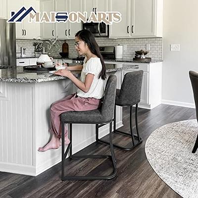 MAISON ARTS Black Counter Height 24 Bar Stools Set of 2 for Kitchen  Counter Backless Modern Square Barstools Upholstered Faux Leather Stools