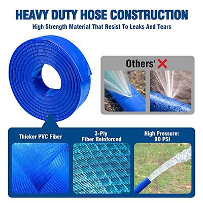 VEVOR Discharge Hose, 4 x 105', PVC Fabric Lay Flat Hose, Heavy Duty  Backwash Drain Hose with Clamps, Weather-proof & Burst-proof, Ideal for  Swimming Pool & Water Transfer, Blue 