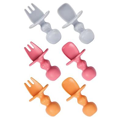 PandaEar 6 Pack Silicone Baby Spoons and Fork Feeding Set- Anti