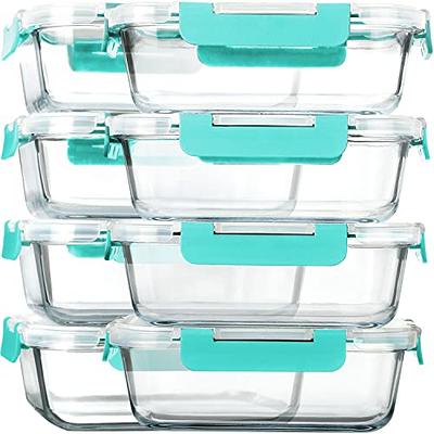 Glass Meal Prep Containers [4 Pack, 30 oz] - 2 & 3 Compartment Food Storage  Containers with Lids, BPA Free Food Prep Containers, Bento Box, Lunch Box,  Portion Control, Airtight 