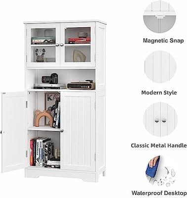 Irontar Bathroom Floor Cabinet, Freestanding Storage Cabinet with 4 Drawers  and Adjustable Shelf for Entryway Storage, Home Office Furniture, White