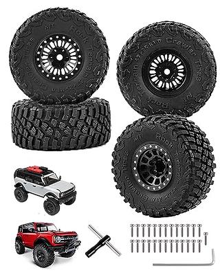 Hobbysoul Adjustable Offset RC 1.0 Wheels and Tires, 1/24 Tires