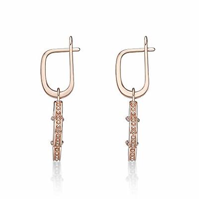 Lavari Jewelers Women's Mother of Pearl Flower Dangle Drop Earrings with  Hinged Back, 925 Pink Sterling Silver, Cubic Zirconia