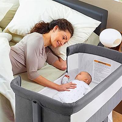 RONBEI Baby Bassinet, Bedside Sleeper,Baby Bed to Bed,Babies Crib Bed,  Adjustable Portable Bed for Infant/Baby Boy/Baby Girl/Newborn (Dark Grey)