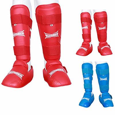 Elastic Cloth Shin & Instep Padded Guards (Pair) - Blue