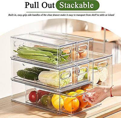 Clear Refrigerator Organizer Bins, Stackable Food Storage