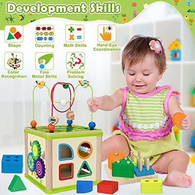 Duchong 6-in-1 Wooden Activity Cube for 12-18 Months, Learning