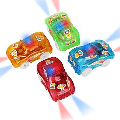  Tracks Cars Only Replacement, Flex Track Race cars for Magic  Tracks Glow in the Dark, LED Lights Up Battery Operated Snap N Glow Trax  cars Accessories, Compatible with Most Car Tracks