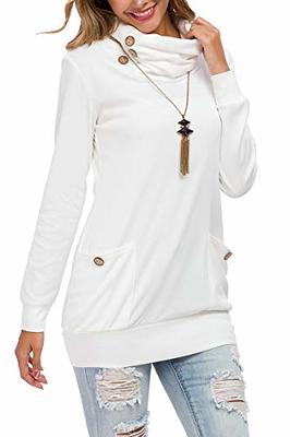 levaca Womens Blouse Long Sleeve Cowl Neck Sweatshirts Tunic Tops