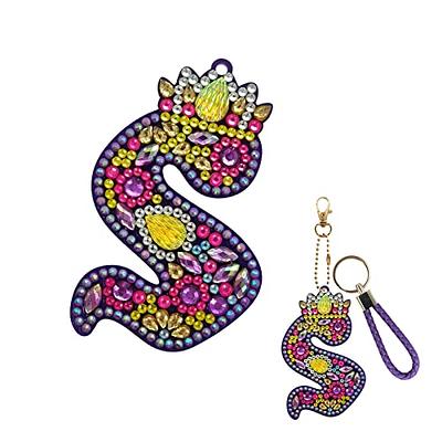 Pikadingnis Diamond Painting Keychains 5D Diamond Art Key Rings Creative 26 English Letters Pattern Pendant Double Sided Diamond Keychain DIY Crafts