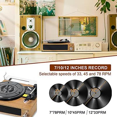 Vintage Turntable,3 Speed Vinyl Record Player with Built-in Stereo Speakers
