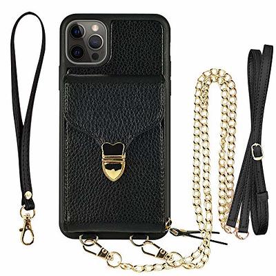  CUSTYPE for iPhone 13 Pro Max Case Wallet with Card Holder for  Women, Crossbody Zipper Case with Strap Wrist, Protective Leather Case  Purse with Ring for Apple iPhone 13 Pro Max