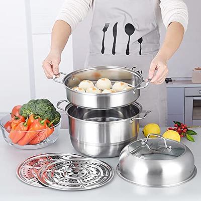Food Veg Cooking Stainless Steel Kitchen Cookware 3Tier Steamer Cooker  Steam Pot