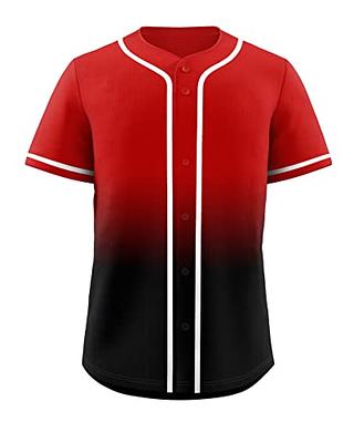 KXK Plain Men Gradient Baseball Jersey Button Down Shirts Short Sleeve Fashion Hip Hop Sports Uniform