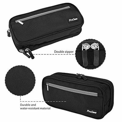 ProCase Pencil Bag Pen Case, Large Capacity Students Stationery Pouch  Pencil Holder Desk Organizer with Double Zipper, Portable Pencil Pouch for