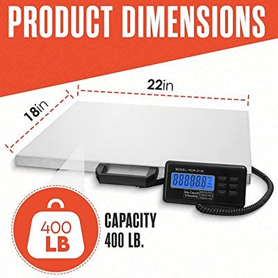 Extra Large Platform 22 x 18 Stainless Steel 400lb Heavy Duty Digital  Postal Shipping Scale, Powered by Batteries or AC Adapter, Great for Floor  Bench Office Weight Weighing