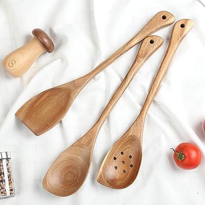 5pcs, Bamboo Ladles, Wooden Spoons Utensils, Bamboo Cooking Utensils Carve  Burned Wooden Spoon, Slotted Spatulas, Funny Kitchen Gadgets Non-stick