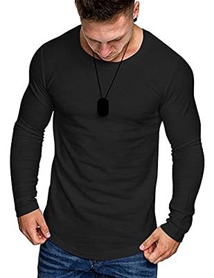 Grey Long Sleeve T-Shirt Men - Longline T-Shirt with Pockets