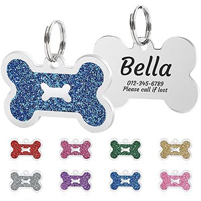 JATEBI Personalized Pet ID Tags, Stainless Steel Dog Tags,Custom  Bone&Hollowed Paw Shaped Engraved Dog Name, Label, Address & Phone,  Customizable on Both Sides(Gold,S) Gold Small