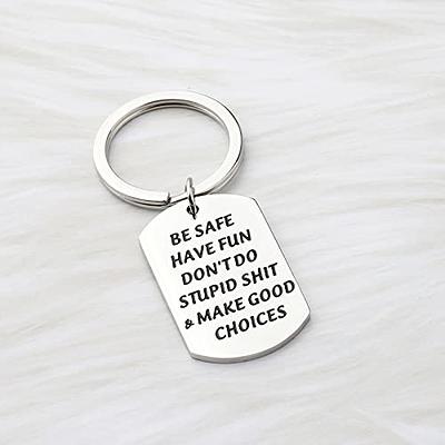 Don't Do Stupid Shit Funny Keychain Hand Stamped Key Chain for Teens  Birthday Going To College Gift From Parents