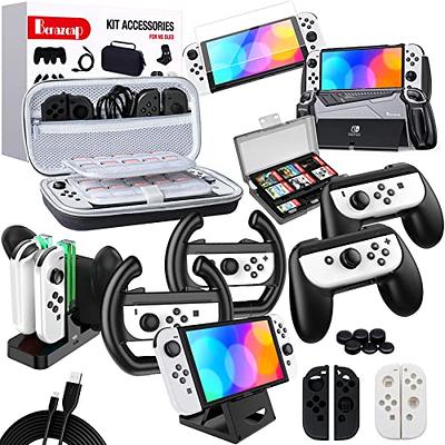  Switch Accessories - Family Bundle Accessories for Nintendo  Switch, Carry Case& Screen Protector,4 Pack Joy Con Grips and Steering  Wheels, Case Cover,Stand Mount,Joy Con Charger and More. : Video Games