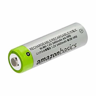 Basics 8-Pack Rechargeable AA NiMH High-Capacity Batteries, 2400  mAh, Recharge up to 400x Times, Pre-Charged