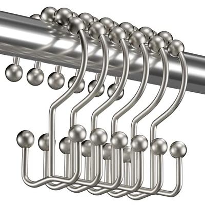 allen + roth 12-Pack Brushed Nickel Double Shower Curtain Hooks in the  Shower Rings & Hooks department at