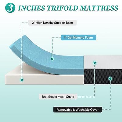 BLKMTY Folding Mattress 3 Inch Small Twin Mattress Tri-fold Memory