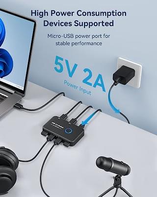 USB 3.0 Switch Selector,ABLEWE KVM Switcher Adapter 4 Port USB Peripheral  Switcher Box Hub for Mouse, Keyboard, Scanner, Printer, PCs with One-Button  Switch and 2 Pack USB Cable