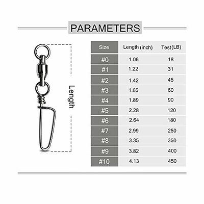 AMYSPORTS Fishing Swivels with Interlock Snap Ball Bearing Swivels Fishing  Snap Swivels Saltwater Freshwater Fishing Tackle