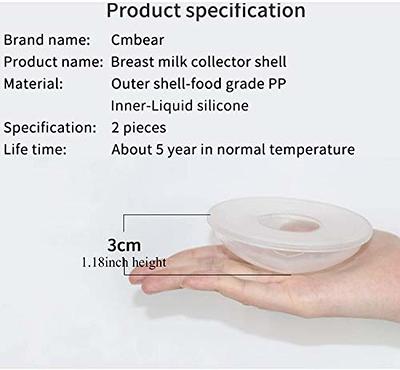 Breast Shells, Milk Saver, Nursing Cups, Nursing Moms to Ease Nipple Pain,  BPA-Free and Reusable, Collect Breast Milk Leak (2 Pack)