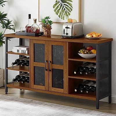 Cozy Eagle Industrial Wine Bar Table, Coffee Bar Cabinet with Storage